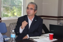 2015年9月19日，世界維吾爾大會副主席伊利夏提 (美國之音方冰拍攝)