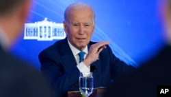 Presiden Joe Biden berbicara dalam pertemuan dengan Dewan Penasihat Presiden bidang Sains dan Teknologi di San Francisco, California, Rabu, 27 September 2023. 