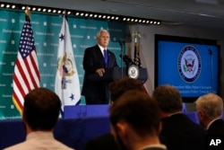 U.S. Vice President Mike Pence speaks at the Hudson Institute in Washington, D.C., Oct. 4, 2018.