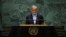 Iranian President Masoud Pezeshkian addresses the 79th United Nations General Assembly in New York on Sept. 24, 2024.