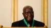 L'ancien et premier président zambien Kenneth Kaunda prononce un discours lors de la cérémonie de clôture du 30e sommet de la Communauté de développement de l'Afrique australe (SADC) le 17 août 2010 à Windhoek, en Namibie. 