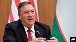 U.S. Secretary of State Mike Pompeo speaks during a joint news conference with Uzbekistan's Foreign Minister Abdulaziz Kamilov following the talks in Tashkent, Uzbekistan, Feb. 3, 2020. 
