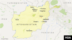 A map of Afghanistan showing major cities, including Kandahar.