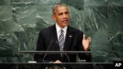 BMT Bosh Assambleyasining 71-sessiyasida so'zlayotgan Prezident Barak Obama.