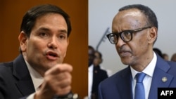 Le secrétaire d'État américain Marco Rubio (à g.) et le président rwandais Paul Kagame.