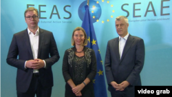 Predsednici Srbije i Kosova sa visokom predstavnicom EU Federikom Mogerini u Briselu