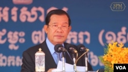 Cambodian Prime Minister Hun Sen delivers a speech at the 41st anniversary of the January 7 victory over the Khmer Rouge genocide in Phnom Penh, Cambodia, January 7, 2020. (Facebook/Samdech Hun Sen Official Page)