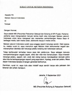 Surat MS untuk warganet.