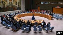 Членовите на Советот за безбедност на Обединетите нации гласаат за време на состанокот на ОН за ситуацијата на Блискиот Исток во седиштето на ОН на 10 јуни 2024 година во Њујорк