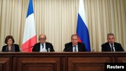 Флоренс Парли, Жан-Ив Ле Дриан, Сергей Лавров и Сергей Шойгу