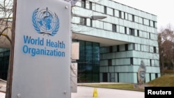 រូបឯកសារ៖ ច្រក​ទ្វារ​ចូលទៅ​កាន់​អង្គការ​សុខភាព​ពិភពលោក WHO នៅ​ទីក្រុង​ហ្សឺណែវ ប្រទេស​ស្វ៊ីស។