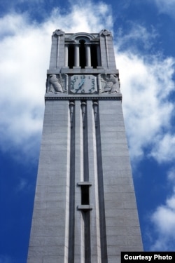 A picture of the Memorial Belltower at North Carolina State University in Raleigh, North Carolina.