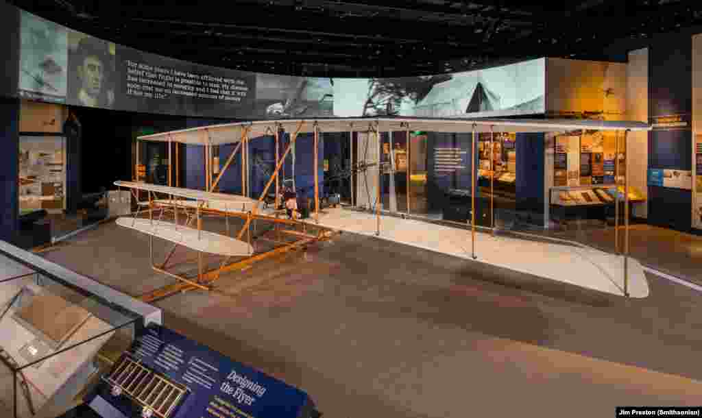 Images of the 1903 Wright Flyer in the “Wright Brothers & The Invention of the Aerial Age” gallery at the Smithsonian Air and Space Museum in Washington, DC, September 7, 2022. (Smithsonian photo by Jim Preston)