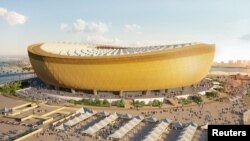 A computer generated image of Lusail Stadium that will host the 2022 FIFA World Cup final, with seating capacity of 80,000, in Lusail City, north of central Doha, Qatar. Qatar Supreme Committee for Delivery and Legacy/Handout via 
