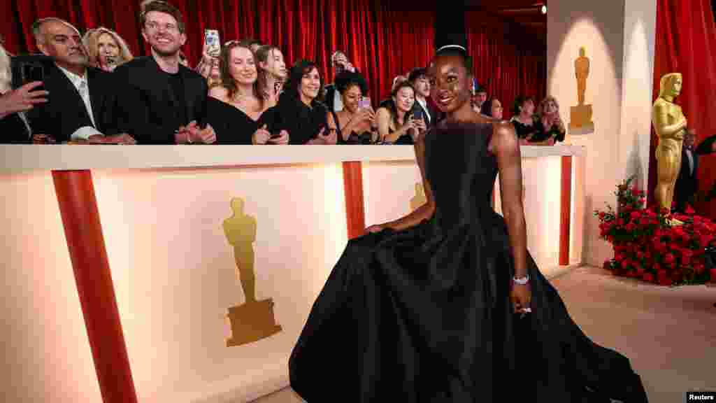 Danai Gurira poses on the champagne-colored red carpet during the Oscars arrivals at the 95th Academy Awards in Los Angeles, March 12, 2023. (Photo by Mario Anzuoni/Reuters)&nbsp;
