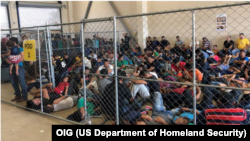 Overcrowding of families observed by OIG on June 10, 2019, at Border Patrol’s McAllen, TX, Station.