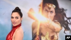 Gal Gadot arrives at the world premiere of "Wonder Woman" in Los Angeles. 