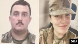 د امریکا د ملي ګارد غړې (ښي اړخ ته) سارا دیکستروم او د ملي ګارد غړی اندریو وولف