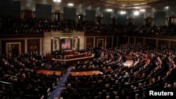 Presiden Amerika Serikat Donald Trump saat menyampaikan Pidato Kenegaraan State of the Union di hadapan para anggota Kongres Amerika Serikat di Gedung Capitol, Washington DC, 30 Januari 2018. (Foto: dok).