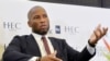 Didier Drogba lors d'un événement organisé par l'école internationale de commerce HEC Paris à Abidjan, le 12 septembre 2019. (Photo by Sia KAMBOU / AFP)