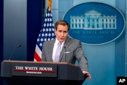 Juru bicara Dewan Keamanan Nasional John Kirby dalam konferensi pers di Gedung Putih, Washington, D.C., 29 Januari 2024. (AP/Andrew Harnik)