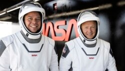 NASA astronauts Robert Behnken and Douglas Hurley take part in a test rehearsal for their space flight at Florida's Kennedy Space Center. (SpaceX/Flickr)