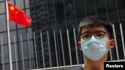 香港民主活动人士黄之锋2020年6月3日对港区国家安全法表示忧虑（路透社）