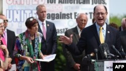 U.S. Rep. Brad Sherman of California and fellow Democratic members of Congress hold a news conference to voice their opposition to the Trans-Pacific Partnership trade deal and fast-track trade authority for the president at the U.S. Capitol in Washington,
