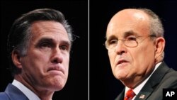 លោក Mitt Romney អតីត​បេក្ខជន​ប្រធានាធិបតី​នៃ​គណបក្ស​សាធាររដ្ឋ និង​លោក ​Rudolph Giuliani អតីត​អភិបាល​ក្រុង​ញូវយ៉ក។
