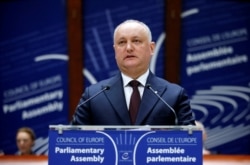 Moldova's President Igor Dodon addresses the Parliamentary Assembly of the Council of Europe in Strasbourg, France, Jan. 29, 2020.