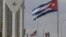 Flags of the U.S. and Cuba fly outside the U.S. embassy in Havana, Cuba, Jan.14, 2025.