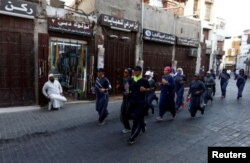 FILE - Saudi women celebrate International Women's Day by going for a jog in Jeddah, March 8, 2018.