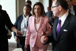 U.S. House Speaker Nancy Pelosi (D-CA) speaks with reporters following her weekly news conference on Capitol Hill in Washington, September 12, 2019.