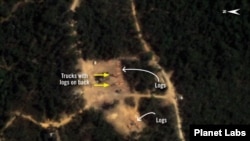 រូបថតពីលំហអាកាសដោយ Planet Labs ថតកាលពីថ្ងៃទី ៥ ខែកុម្ភៈ ឆ្នាំ២០២១ បង្ហាញសកម្មភាពកាប់ឈើខុសច្បាប់នៅតំបន់ព្រៃឡង់នៃប្រទេសកម្ពុជា។ (រូបថតដោយ Planet Labs, Inc.)