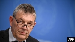 FILE - UNRWA Commissioner General Philippe Lazzarini looks on during a press conference on the situation in Gaza at the United Nations offices in Geneva on Nov. 18, 2024.