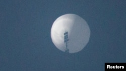 在蒙大拿州比林斯上空發現的高空氣球。(2023年2月1日)
