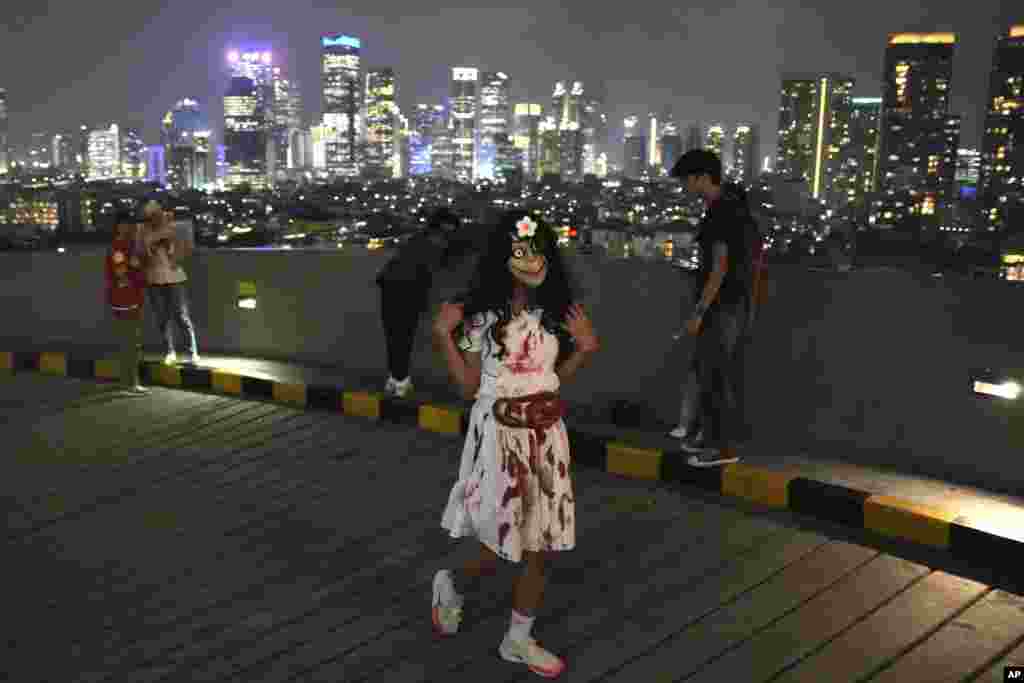 تجلیل از هالووین در شهر کونینگان در اندونیزیا