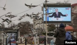 Prezident Vladimir Putin Qrimdan turib, Rossiya parlamentiga murojaat qildi, 21-fevral, 2023