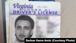 A driver's license of an American identified as Mohamed Jamal Khweis, accused of being a member of the Islamic State group, who has surrendered to Kurdish Peshmerga forces in northern Iraq. 