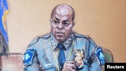 Minneapolis Police Chief Medaria Arradondo answers questions on the sixth day of the trial of former Minneapolis police officer Derek Chauvin. (REUTERS/Jane Rosenberg)