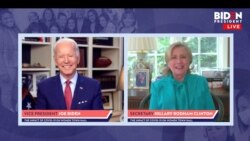 Bivša državna sekretarka Hilari Klinton podržala je kandidaturu Džoa Bajdena na izborima 2020, za vreme onlajn foruma održanog u Vilmingtonu u Delaveru 28. aprila 2020.