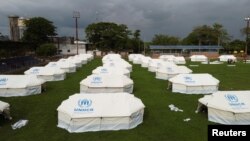 Un campamento deACNUR sirve de refugio para los venezolanos en Arauquita, Colombia, el 28 de marzo de 2021.