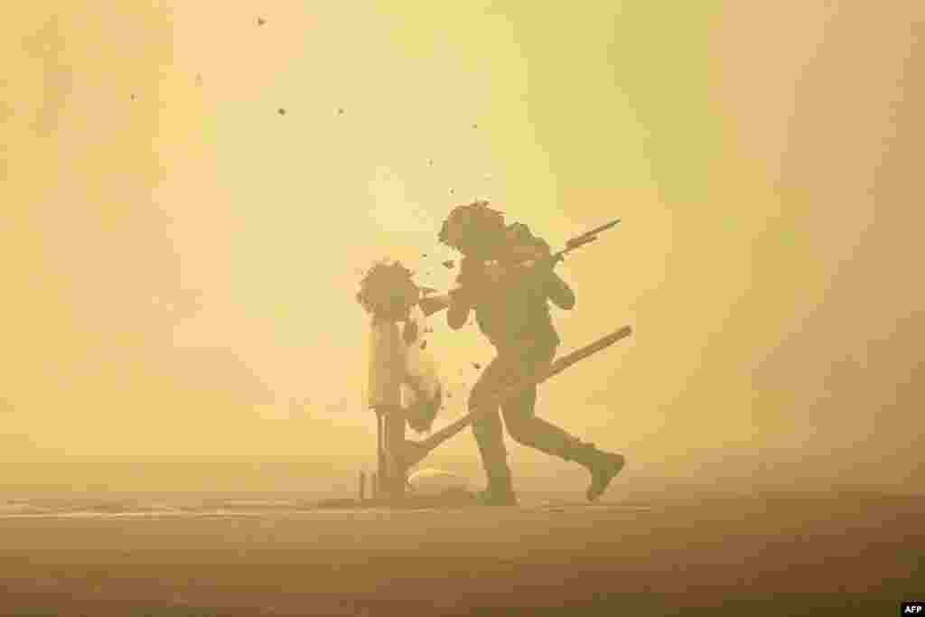 An Indian Army cadet performs drills at the Officers Training Academy in Chennai.