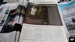 The final issue of The Cambodia Daily is sold at a newsstand, in Phnom Penh, Cambodia, Monday, Sept. 4, 2017. When Cambodia’s main opposition leader was arrested over the weekend in a surprise police raid, one of this country’s last independent media outlets rushed reporters out in the middle of night to cover the story, just as it has done for nearly a quarter-century. But the English-language Cambodia’s Daily’s reportage about the arrest of Kem Sokha, who stands accused by the government of treason, was a tragic story in and of itself: It was on the front page of the paper’s final issue Monday. (AP Photo/Heng Sinith)