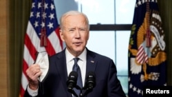 El presidente Joe Biden en el momento de anunciar que EE. UU. retirará a todas sus tropas de Afganistán. Miércoles, 14 de abril de 2021.