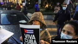Miles de exiliados cubanos se han solidarizado en países de América Latina, Europa y en Estados Unidos con las protestas en Cuba. Foto de marcha en Argentina, el 14 de julio de 2021.
