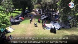 Campamento de migrante venezolanos en Bogotá