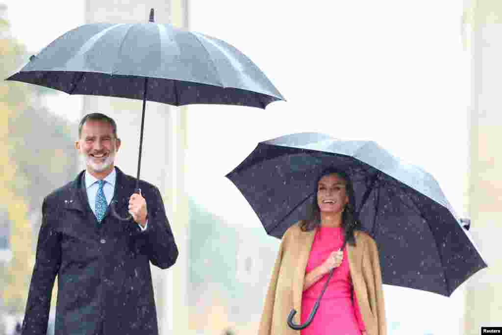 Spain's King Felipe and Queen Letizia visit the landmark Brandenburg Gate in Berlin, Germany.