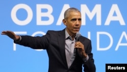 រូបឯកសារ៖ អតីត​ប្រធានាធិបតី​សហរដ្ឋ​អាមេរិក​លោក បារ៉ាក់ អូបាម៉ា ថ្លែង​ក្នុង​ពិធី​មូលនិធិ​អូបាម៉ា (Obama Foundation) នៅ​ទីក្រុង​គូឡា ឡាំពួ នៃ​ប្រទេស​ម៉ាឡេស៊ី កាលពី​ថ្ងៃទី ១៣ ខែធ្នូ ឆ្នាំ ២០១៩។