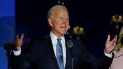 民主黨候選人、前副總統拜登在美國總統大選之夜發表講話。(2020年11月4日)